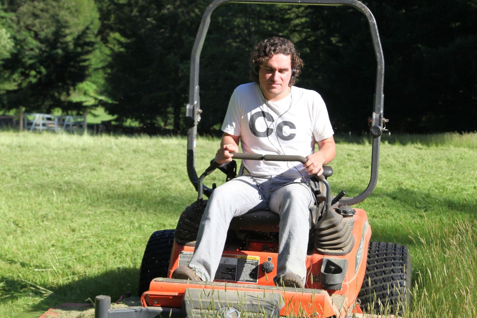 Professional lawn mowing on a residential property